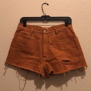 Mustard yellow high waisted shorts